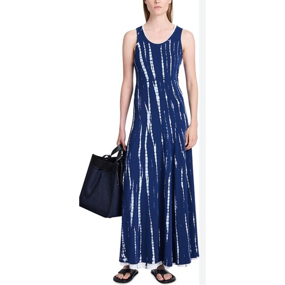 Proenza Schouler Tie Dye Long Maxi Dress Womens XS Blue White Nautical Flowy USA - Picture 1 of 16